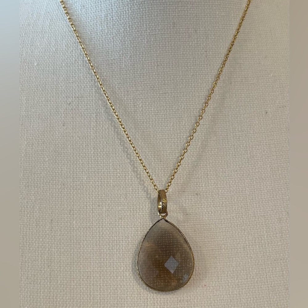 Smoky Quartz Necklace Pendant Chain Gemstone.  Very nice quality.